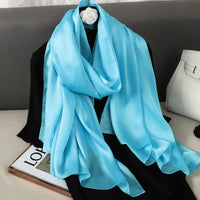 Foulard Silk Scarf Shawls Lady Bufanda Elegant Solid Scarves Women Sping Pashmina Hijab Wraps Female Beach Stoles 2024 Luxury