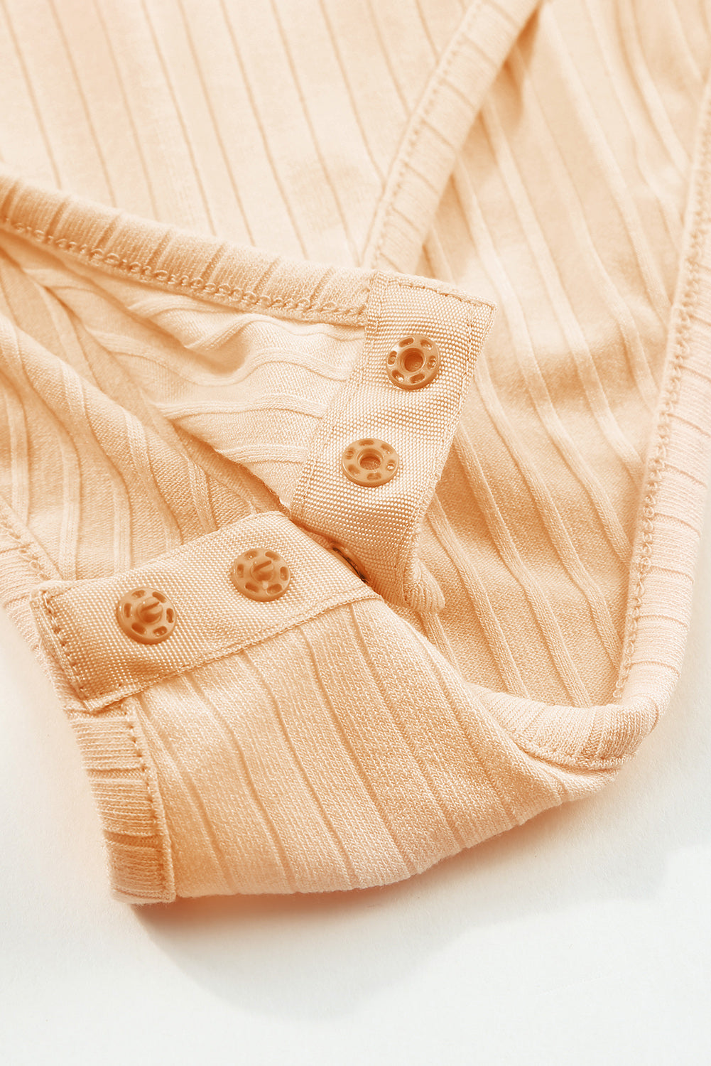 Apricot Collared Ribbed Long Sleeve Bodysuit