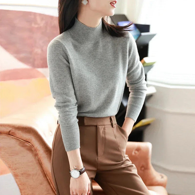 Autumn Winter chic Bottom Sweaters Women Fashion Turtleneck Pullover Slim Long Sleeve Knitted Jumpers Soft Warm Pull Femme Top