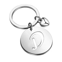 Popular A-Z  Round Brand Stainless Steel Keychain 26 Letter Keyring  Pendant Key Ring Buckle Chains for Car Motorcyle Gift