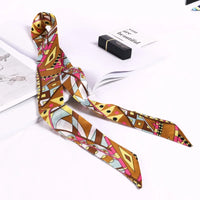 New Print Flower Small Scarf for Women Handle Bag Ribbons Brand Fashion Head Scarf Small Long Skinny Scarves Wholesale Headbands