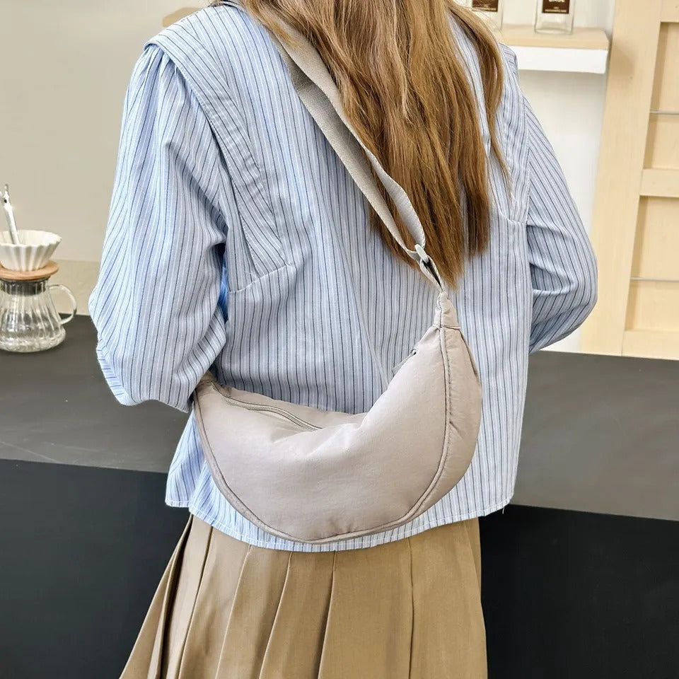 Casual Nylon Hobos Crossbody Bag for Women Shoulder Bag Woman Half Moon Chest Bags Tote Lady Travel Shopper Bag Female Purses