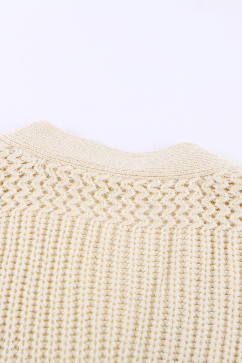 Beige Wrap V Neck Sweater with Side Tie