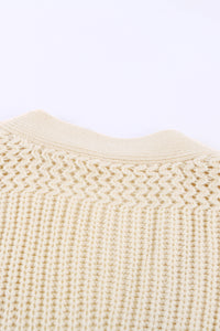 Beige Wrap V Neck Sweater with Side Tie