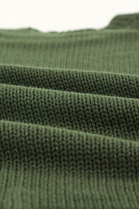 Green Oversize Knitted Drop-shoulder Sleeve Sweater