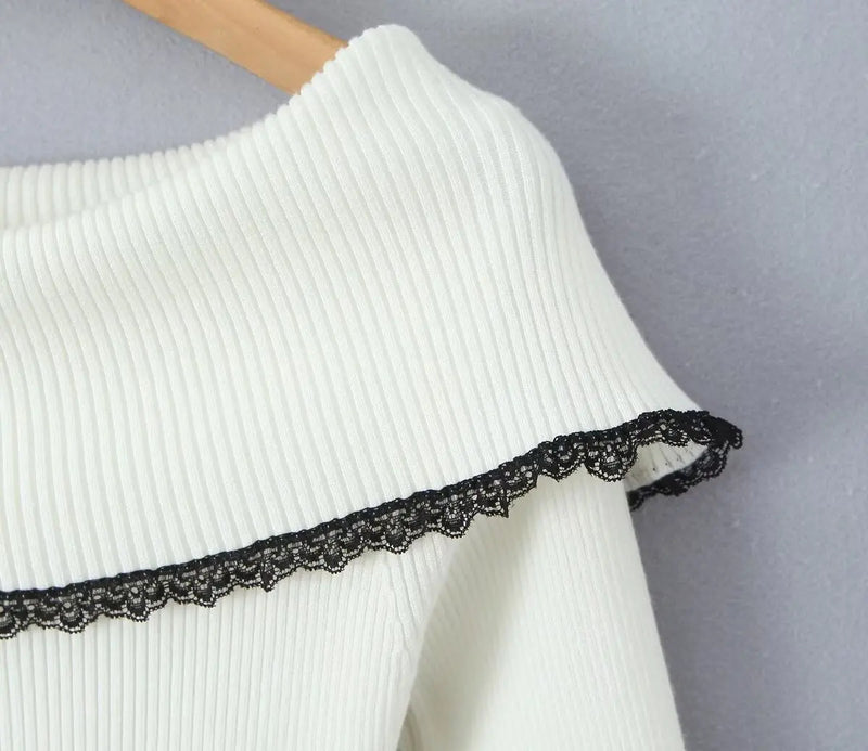 Mingmingxi Autumn Off The Shoulder Sweater Dress 2024 Elegant Long Sleeve Knitted Dress Sexy Causal Warm White Dress Women