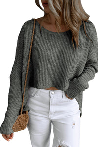 Carbon Grey Slouchy Dolman Sleeve High Low Sweater