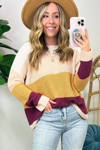 Multicolor Colorblock Striped Sweater