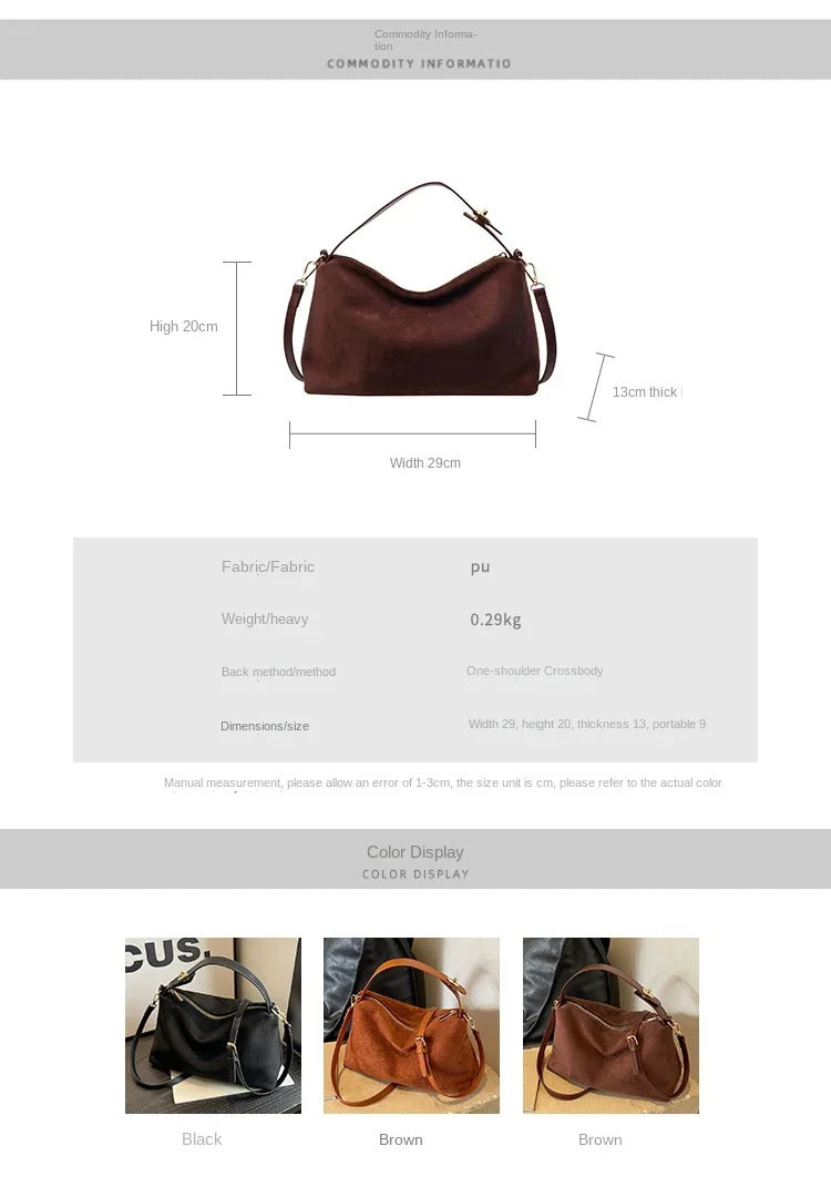 Advanced Retro Bag for Women's 2024 New Textured Frosted Shoulder Bag with Large Capacity Crossbody Commuting Tote Bag