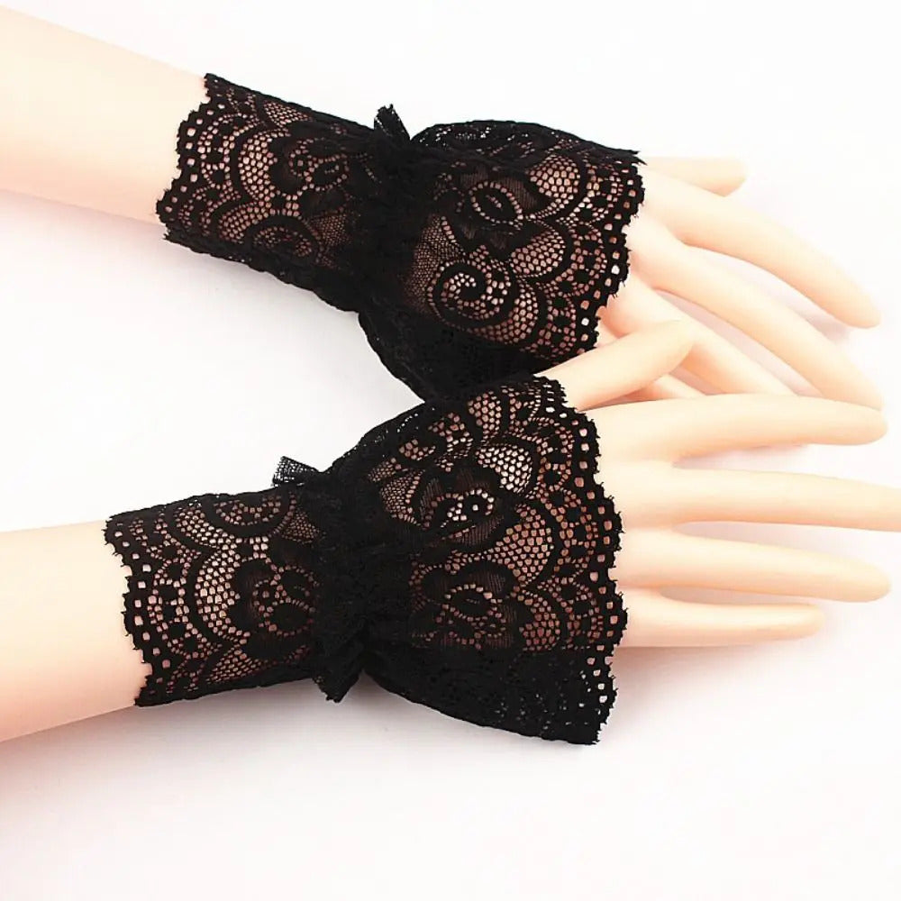 1Pair Detachable Fake Sleeves Spring Autumn Wild Sweater Decorative Sleeves Lace Ruffles Elbow Sleeve Cuff universal Fake Cuff