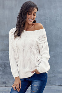 White Chunky Oversized Pullover Sweater