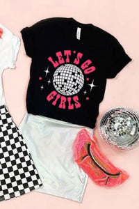 Black LET'S GO GIRLS Disco Ball Graphic Tee