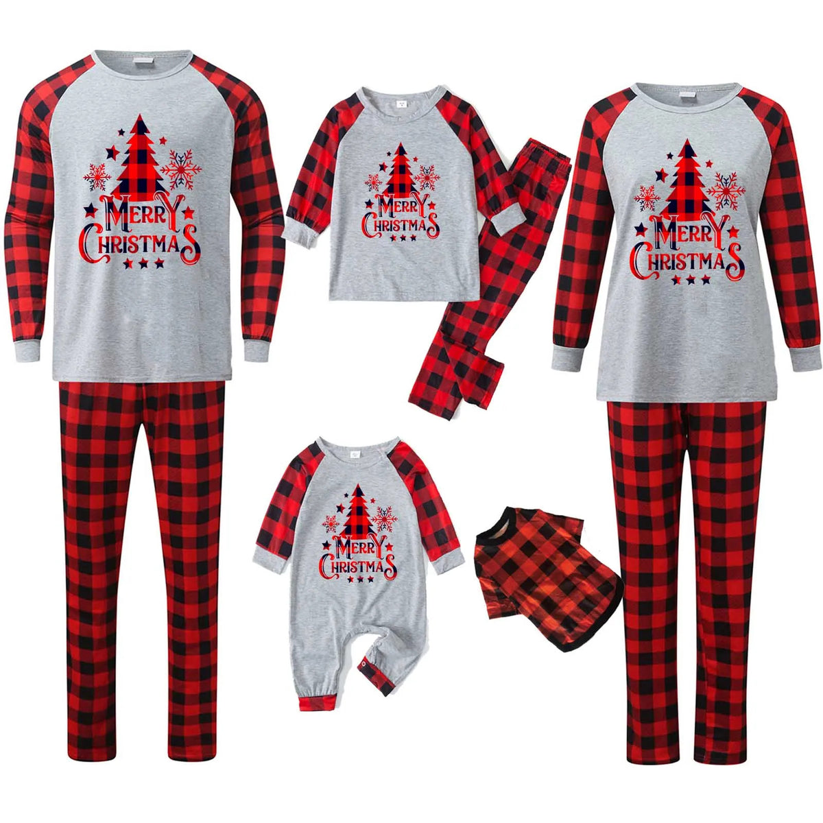 Christmas Pajamas for Couple/family Santa Tree Plaid Print Sleepwear Women Men Kids Matching Clothes Soft Loose Homewear Costume