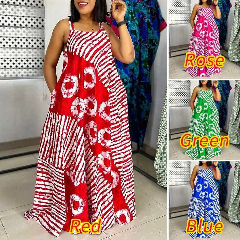 Plus Size 5XL VONDA Bohemian Printed Maxi Dress 2024 Summer Sleeveless Party Beach Sundress Tank Long Vestido Casual Loose Robe