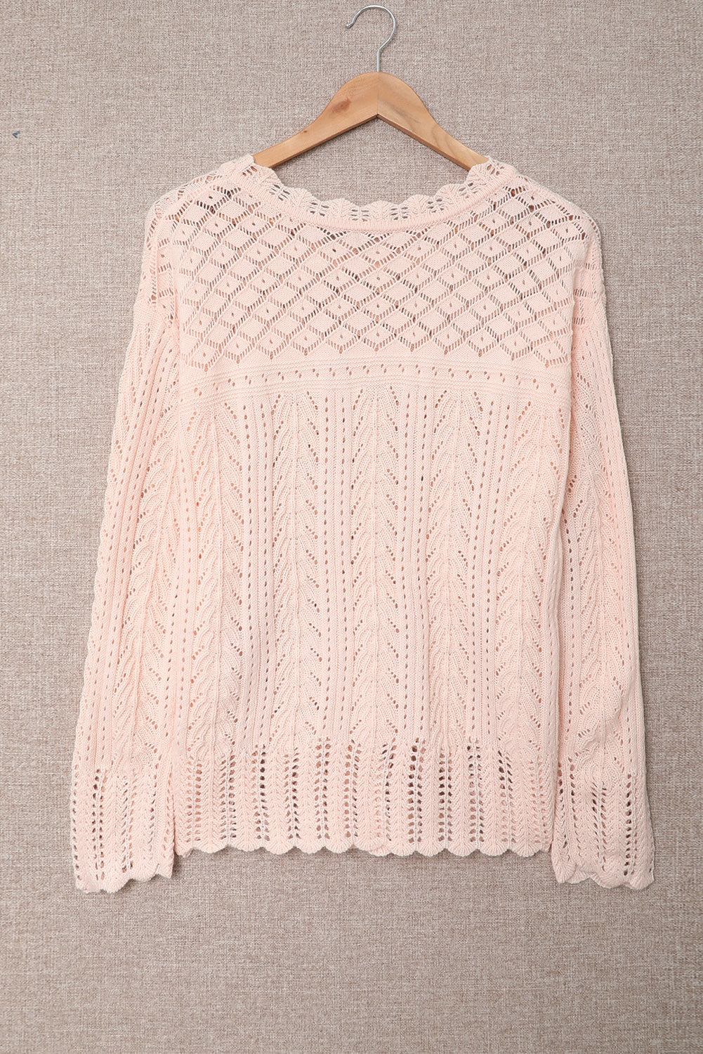 Pink Solid Drop Shoulder Knit Sweater