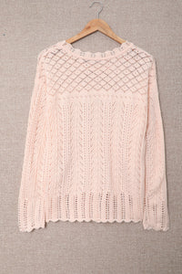 Pink Solid Drop Shoulder Knit Sweater