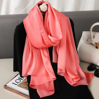 Foulard Silk Scarf Shawls Lady Bufanda Elegant Solid Scarves Women Sping Pashmina Hijab Wraps Female Beach Stoles 2024 Luxury