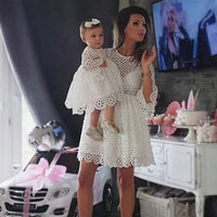 2018-08-16 Lioraitiin 0-5Years Family Matching Clothes Women Kids Girls Dress Lace Floral Wedding Party Prom Dress Baby