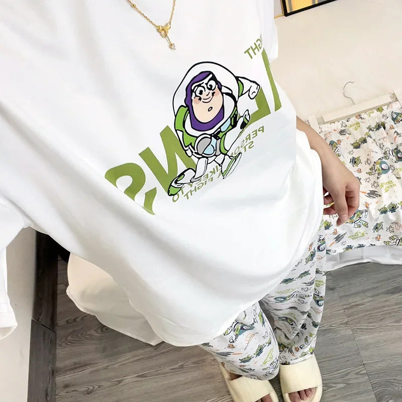 Women's Loose Round Neck Cute Kitty Homewear Pajamas Women's Simple Leisure Long Sleeve Long Pants Two-piece Suit Pajamas  Women