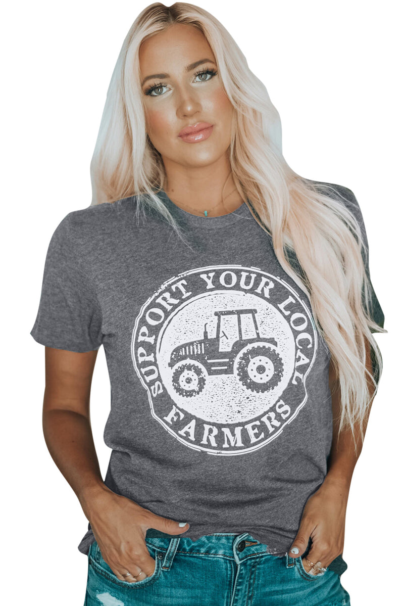 Gray SUPPORT YOUR LOCAL FARMERS Graphic Tee