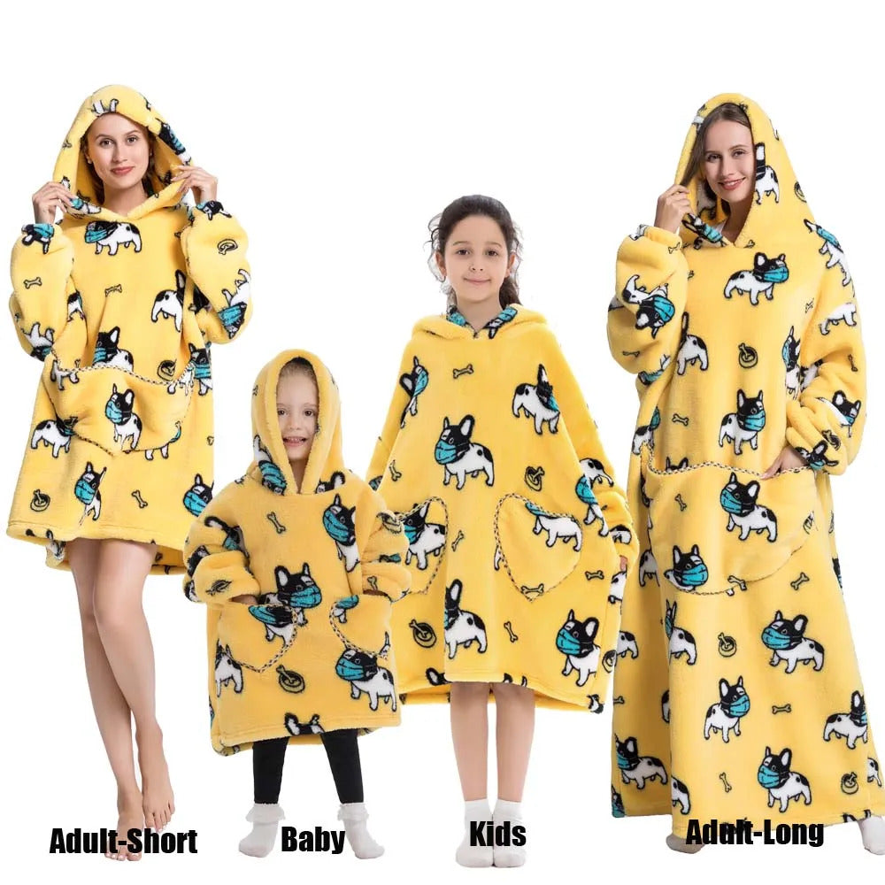 Winter Hoodies Sweatshirt Women Men Pullover Fleece Giant TV Oversized Blanket with Sleeves Adult Halloween Pumpkin Clothing