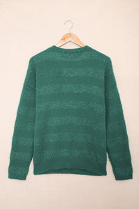 Green Crisscross Keyhole Fuzzy Sweater