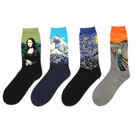 Autumn winter Retro Women Art Van Gogh Mural World Famous Oil Painting Series Men Socks Funny Socks