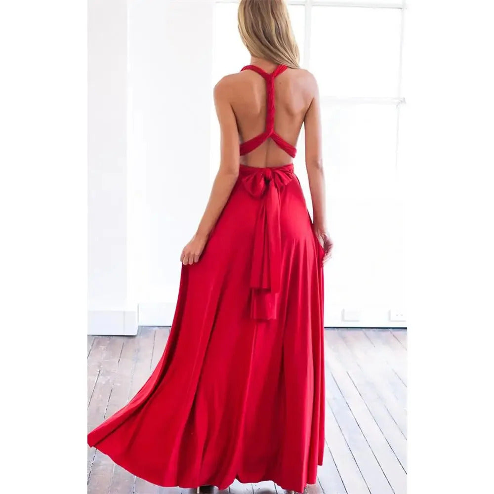 Sexy Women Multiway Wrap Convertible Boho Maxi Club Red Dress Bandage Long Dress Party Bridesmaids Infinity Robe Longue Femme