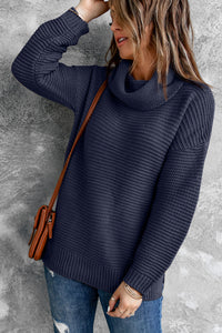 Navy Cozy Long Sleeves Turtleneck Sweater