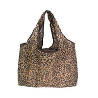 Large Capacity Leopard Print Hand Shopping Bag Women's Daily Folding Handbag