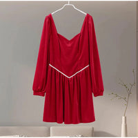 Elegant Velvet Strapless Mini Dresses Women Solid Off Shoulder Long Sleeved Dress Female 2025 Autumn Chic Evening Party Robes