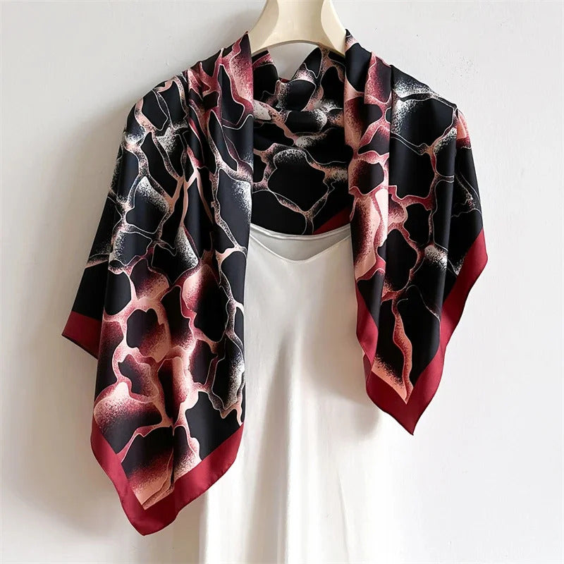 90*90Cm Square Scarf Twill Silk Feeling Women Head Shawls and Wraps Luxury Hair Tree Print Neck Scarves Hijab Bandana Pashmina