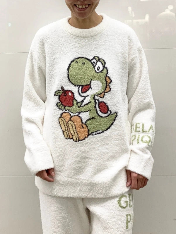 Japanese Style Winter Thick Cartoon Pajamas Home Wear Knitted Sweater like Room Wear Pijama