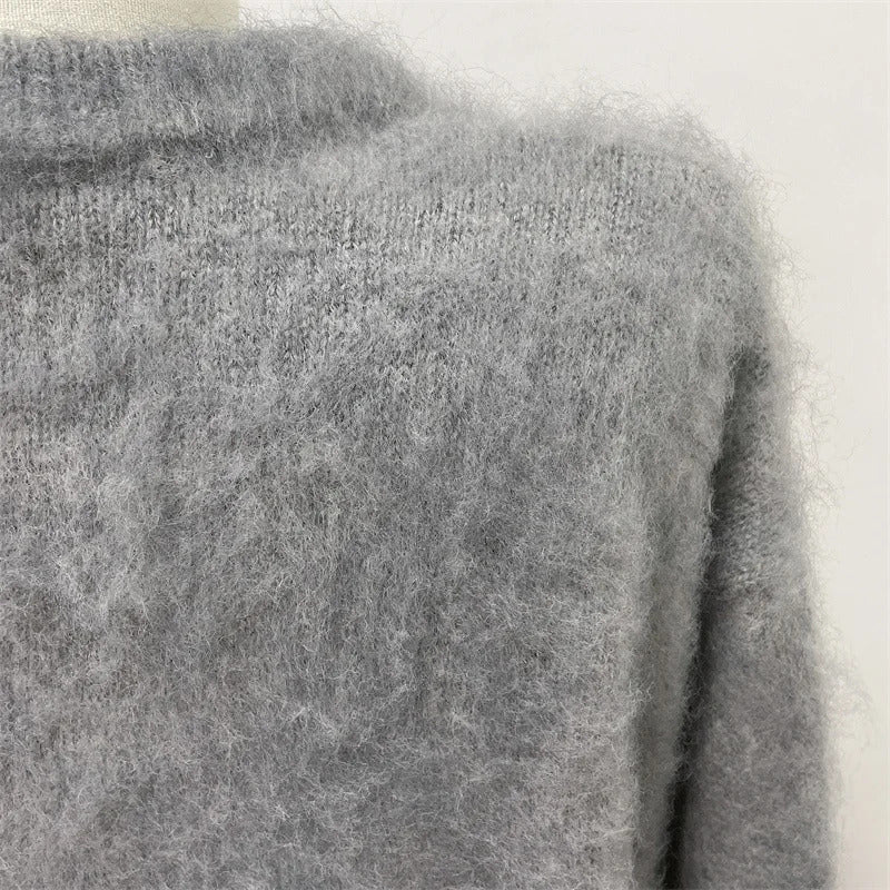 Casual Knitted Solid Sweater Women Fashion Thicken Green Loose O-Neck Long Sleeves Pullover 2024 Autumn Winter Warm Knitwear