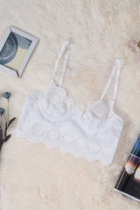 White Adjustable Hollow Out Lace Bralette