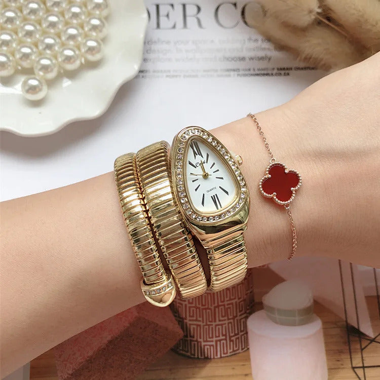 Women Quartz Watch Bracelet Stainless Steel Fashion Gold Ladies Watches Clock High-quality Luxury Ladies Wristwatch(Only Watch)