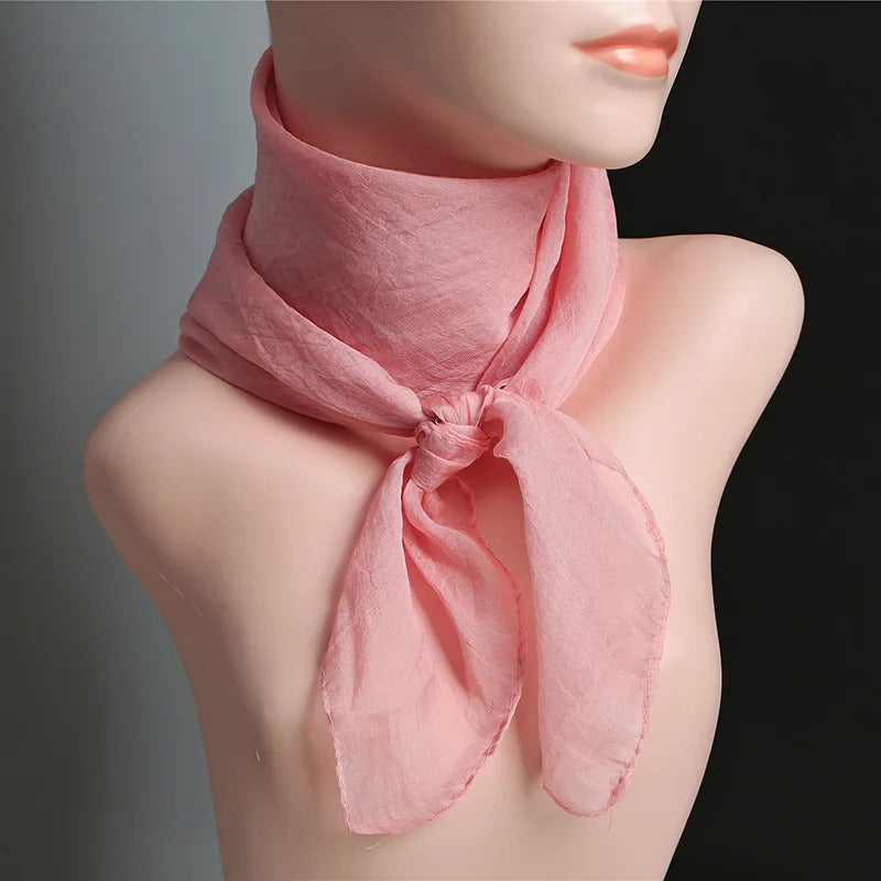 New 70X70cm Simulation Silk Scarves Women's Versatile Small Square Solid Chiffon Scarf Gauze Scarf Party Gift