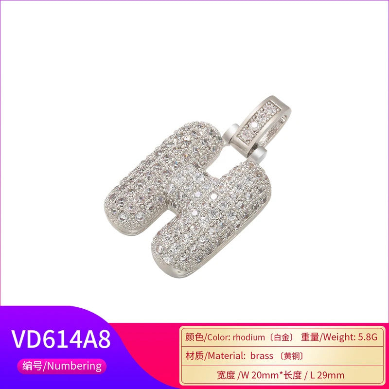 ZHUKOU 20x29mm delicate 26 silver color letter pendant for women handmade DIY necklace earrings jewelry accessories mode: VD614