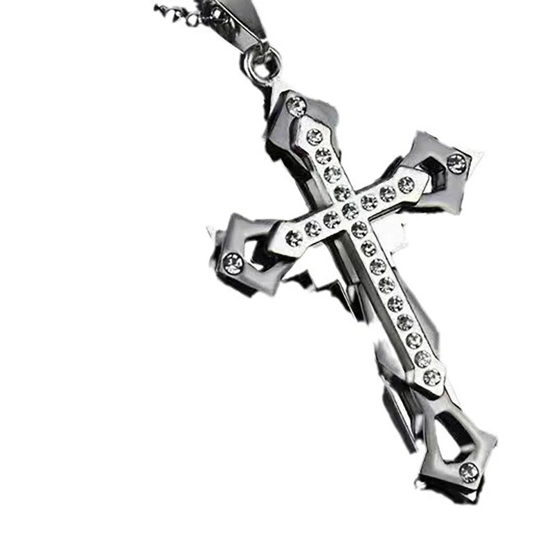 High Quality Cross Titanium Steel Non Fading Necklace,Domineering and Trendy Men's hip-hop Pendant Chain,New Handsome Men Women