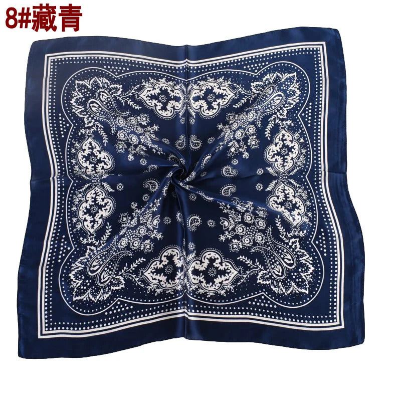 European and American Hot Sale Vintage Paisley Small Cashew Flower 70*70 Satin Square Silk Scarf