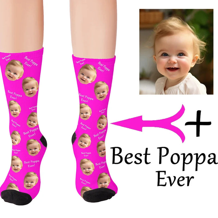 fashion custom face socks 3d printing custom text plus photos trend personality long socks the best gift for family and friends