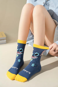 1 Pair New Design Cartoon Long Men Socks Stitch Kawaii Women Socks creative Skateboard socks Fashion knee-high Socks Size 34-42