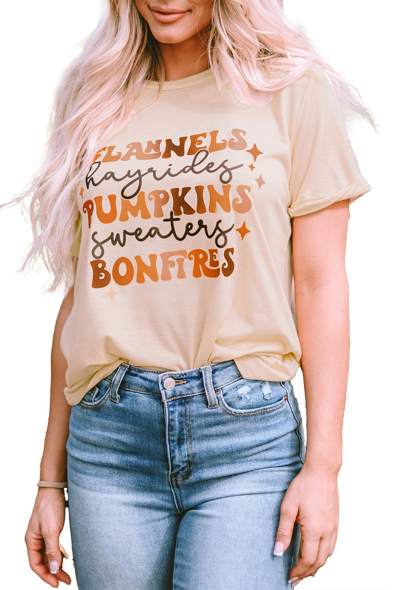 Khaki Flannels Hayrides Pumpkins Sweaters Bonfires Tee