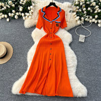 Elegant Turn-down Collar embroidery Single Breasted Knit Bodycon Dress Slim Fashion Sweater Vestido Sexy Women Winter Clothing