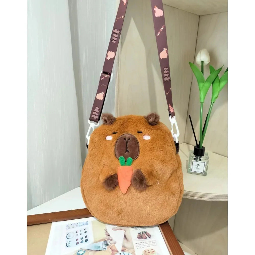 Large Capacity Capybara Plush Shoulder Bag Cartoon Capybara Handbag Unisex Capybara Handbag