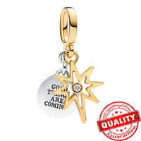 Sparkling 925 Sterling Silver Christmas Carousel & Santa Claus Charm Fit Original Bracelet Women Christmas Gift Jewelry Making