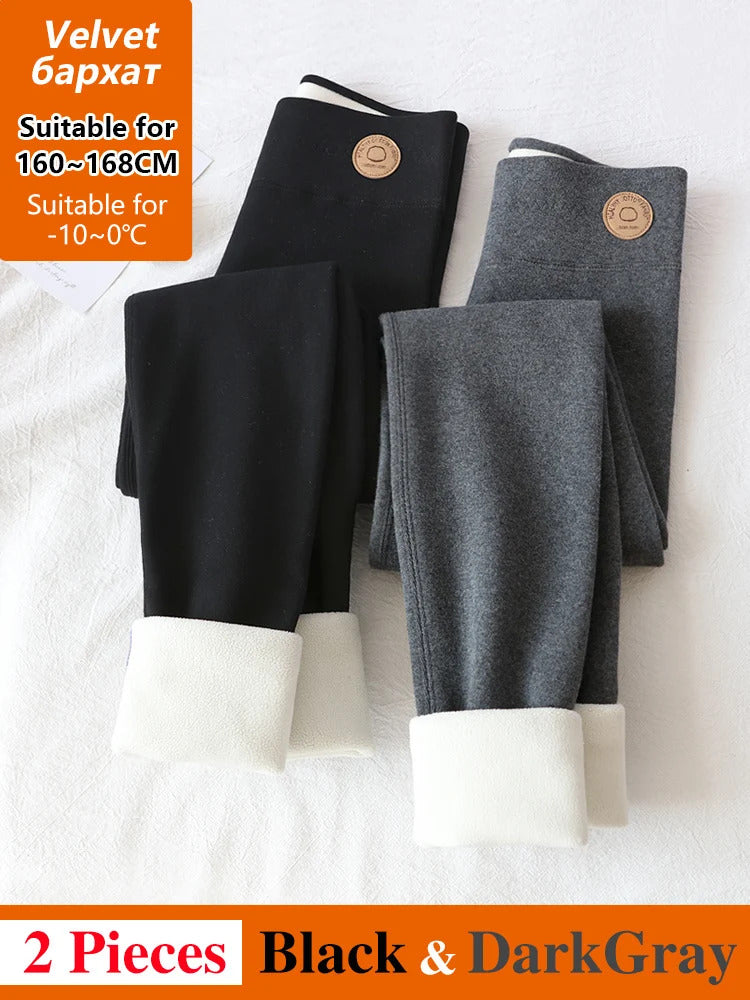 Women's Winter Leggings Thermal Velvet Cotton Slimming Tights with Fleece Pant Black Stretch Gray Thick Warm Leggings for Women