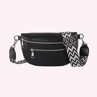 Women's Waist Bag Multi-pocket Street Fanny Pack PU Leather Chest Bag Fashion Wide Strap Crossbody Bag Retro Solid Shoulder Bags