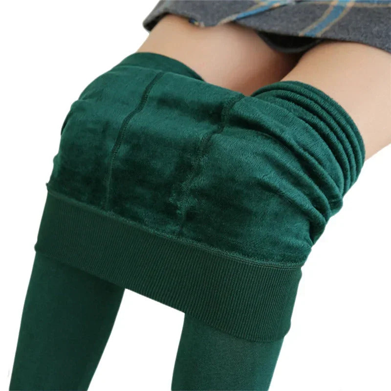 Women Winter Leggings Warm Leggins High Waist Solid Color Velvet Women Thickened Velvet Leggings Casual Stretchy Leggings