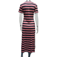 Summer Dresses 2023 Woman Plus Size Dresses For Women Casual Stripe Print V-neck Short Sleeve Loose Long Dress Robe Femme